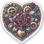Steampunk Hart en Rozen Sticker (Voorkant)