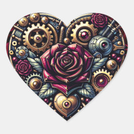 Steampunk Hart en Rozen Sticker