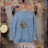 Steampunk Hart en Tandwielen met Monogram Naam Denim Jacket