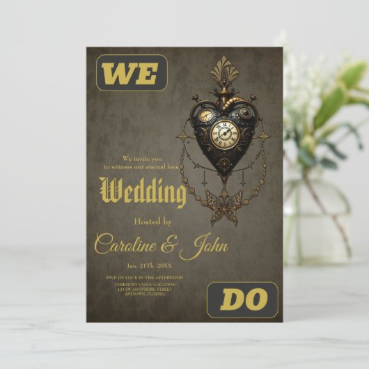 Steampunk hart, kaart (Staand voorkant)