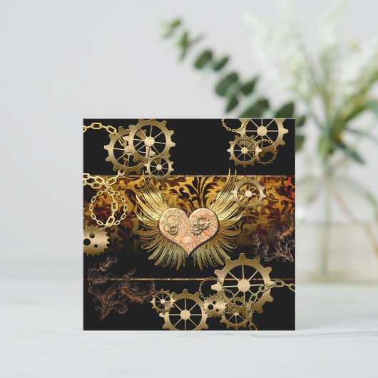 Steampunk hart kaart (Staand voorkant)