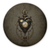 Steampunk hart keramische knop (Voorkant)
