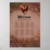 Steampunk Hart met Bloemen Poster (Voorkant)
