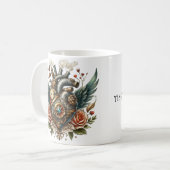 Steampunk Hart met vleugels en rozen Koffiemok (Voorkant links)