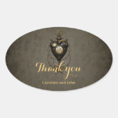 Steampunk hart, ovale sticker (Voorkant)