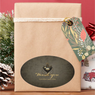 Steampunk hart, ovale sticker