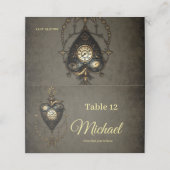 Steampunk hart, plaatskaartje (Buitenkant ongevouwen)