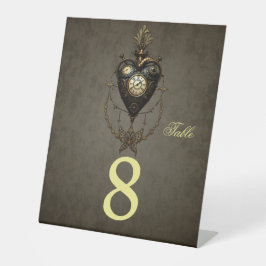Steampunk hart, reclamebord met voetstuk