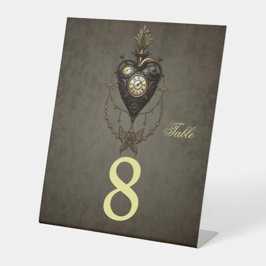 Steampunk hart, reclamebord met voetstuk (Voorkant)