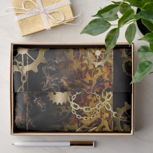 Steampunk hart tissuepapier (Geschenk)