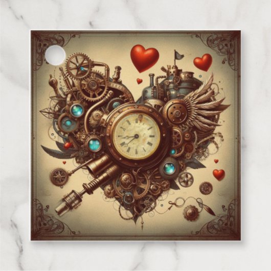 Steampunk hart/Valentijnsdag Bedankjes Labels (Voorkant)