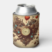 Steampunk hart/Valentijnsdag Blikjeskoeler (Blikje Voorkant)