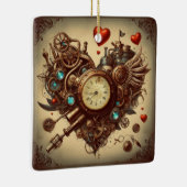 Steampunk hart/Valentijnsdag Keramisch Ornament (Rechts)