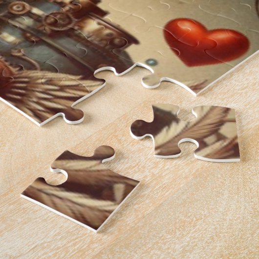 Steampunk hart/Valentijnsdag Legpuzzel (Zijkant)