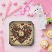 Steampunk hart/Valentijnsdag Papieren Bordje (Feest)