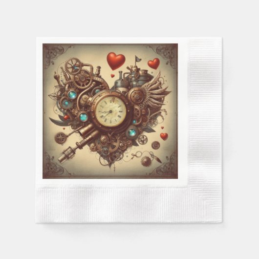Steampunk hart/Valentijnsdag Servet (Voorkant)