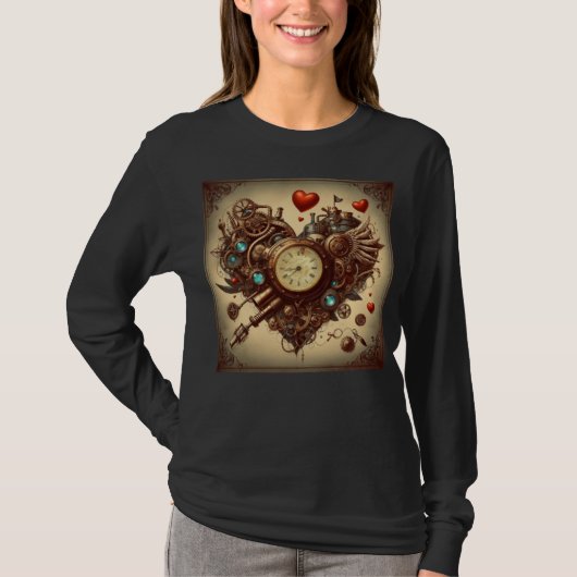 Steampunk hart/Valentijnsdag T-shirt (Voorkant)