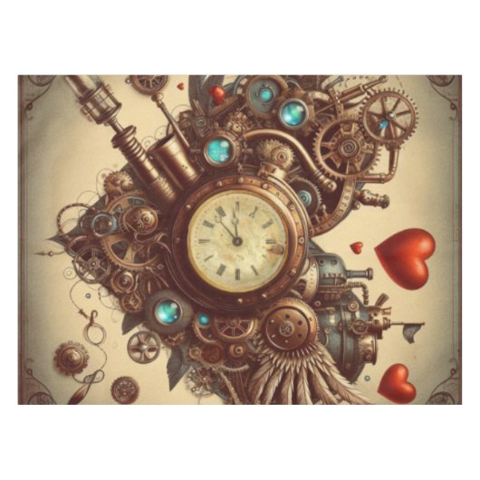 Steampunk hart/Valentijnsdag Tafelkleed (Voorkant (Horizontaal))