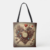 Steampunk hart/Valentijnsdag Tote Bag (Achterkant)