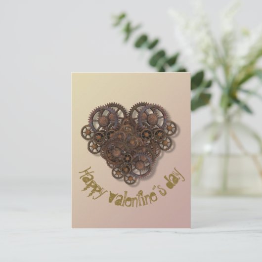 Steampunk hart valentine´s kaart (Staand voorkant)