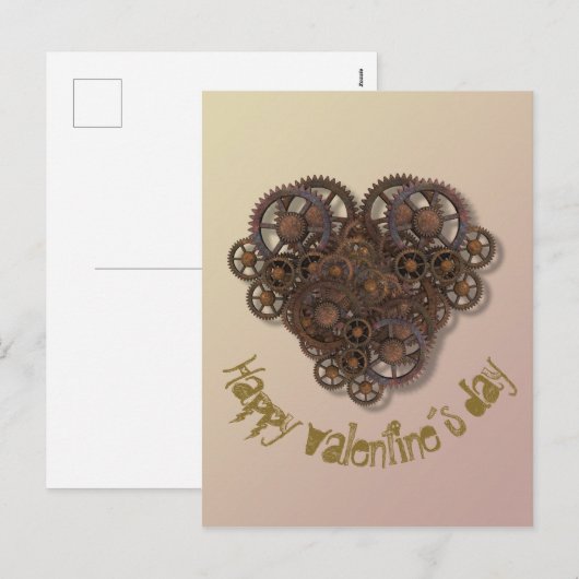Steampunk hart valentine´s kaart (Voorkant / Achterkant)