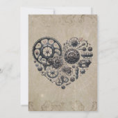  Steampunk Hart van Gears Bruiloft Kaart (Achterkant)