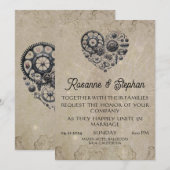  Steampunk Hart van Gears Bruiloft Kaart (Voorkant / Achterkant)