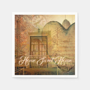 Steampunk-hart, venster en klok servet