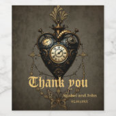 Steampunk hart, wijn etiket (Enkel label)