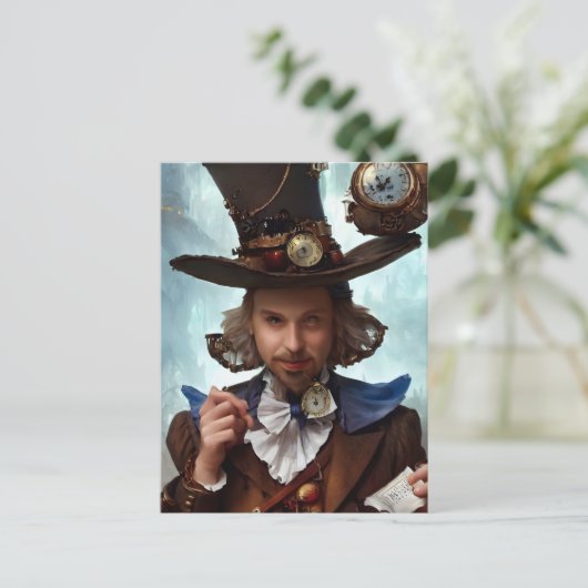 Steampunk Hatter Briefkaart (Staand voorkant)