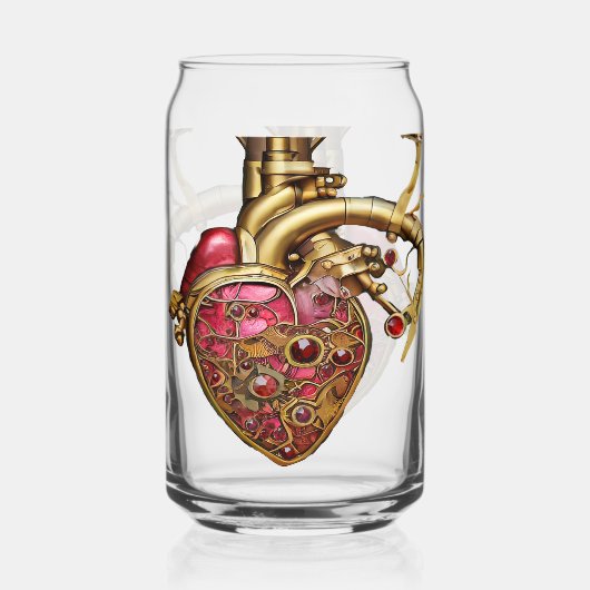 Steampunk Heart Anatomical Rubies and Gears Blikvorm Glas (Voorkant)