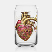Steampunk Heart Anatomical Rubies and Gears Blikvorm Glas (Achterkant)