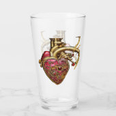 Steampunk Heart Anatomical Rubies and Gears Glas (Achterkant)