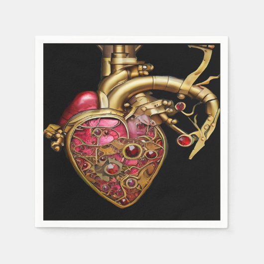 Steampunk Heart Anatomical Rubies and Gears Servet (Voorkant)