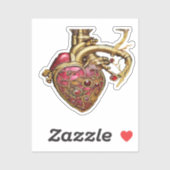 Steampunk Heart Anatomical Rubies and Gears Sticker (Vel)