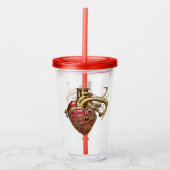 Steampunk Heart Anatomische robijnen en tandwielen Acryl Drinkbeker (Voorkant)