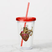 Steampunk Heart Anatomische robijnen en tandwielen Acryl Drinkbeker (Achterkant)