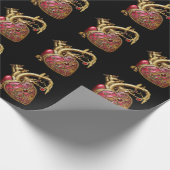 Steampunk Heart Anatomische robijnen en tandwielen Cadeaupapier (Hoek)