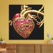 Steampunk Heart Anatomische robijnen en tandwielen Canvas Afdruk (Insitu (Woonkamer))