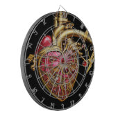 Steampunk Heart Anatomische robijnen en tandwielen Dartbord (Voorkant Links)