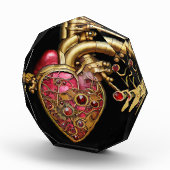 Steampunk Heart Anatomische robijnen en tandwielen Fotoblokken (Rechts)