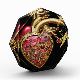 Steampunk Heart Anatomische robijnen en tandwielen Fotoblokken