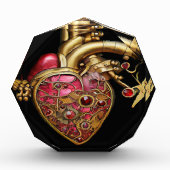 Steampunk Heart Anatomische robijnen en tandwielen Fotoblokken (Voorkant)