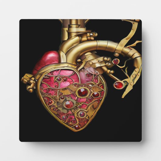 Steampunk Heart Anatomische robijnen en tandwielen Fotoplaat (Voorkant)