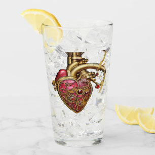 Steampunk Heart Anatomische robijnen en tandwielen Glas