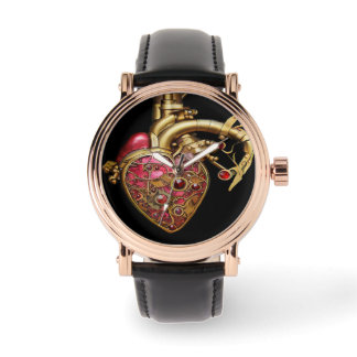 Steampunk Heart Anatomische robijnen en tandwielen Horloge