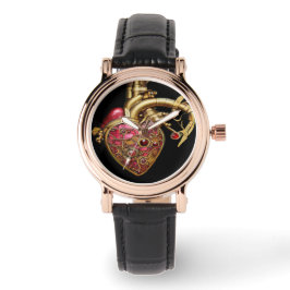 Steampunk Heart Anatomische robijnen en tandwielen Horloge