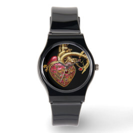 Steampunk Heart Anatomische robijnen en tandwielen Horloge