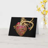 Steampunk Heart Anatomische robijnen en tandwielen Kaart (Gele Bloem)