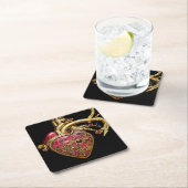 Steampunk Heart Anatomische robijnen en tandwielen Kartonnen Onderzetters (Insitu)